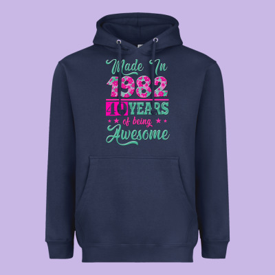 Made In 1982, 40 Years Of Being Awesome Heavyweight Hoodie Designed By Jasminsmagicworld