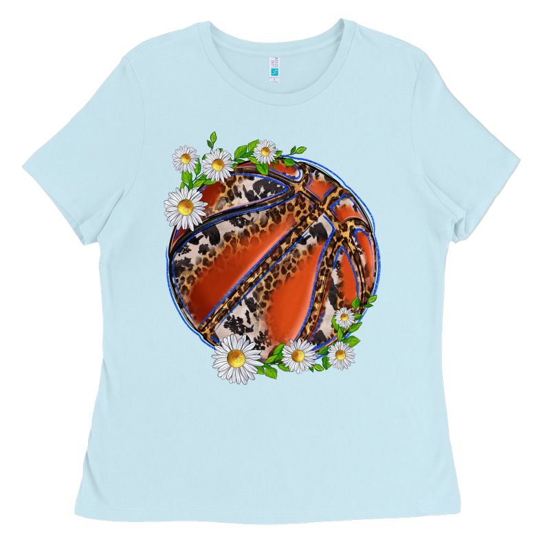 Basketball With Patterns And Daisies Ladies Tee by texasbilliewilder | Teevron