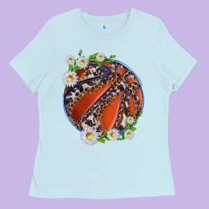 Basketball With Patterns And Daisies Ladies Tee Designed By Texasbilliewilder