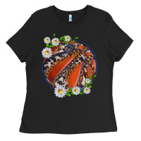 Black basketball with patterns and daisies Ladies Tee - texasbilliewilder