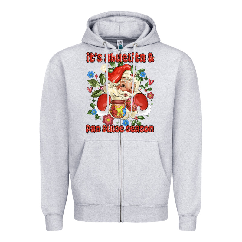 Its Abuelita And Pan Dulce Season Mexican Santa Zipper Hoodie by MaliasSmallBusiness | Teevron