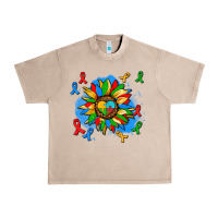 French Oak autism sunflower ribbon Urban Heavy Tee - AdoDesignShop