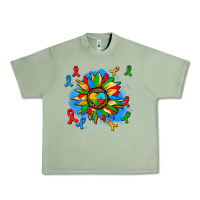 Oil Green autism sunflower ribbon Urban Heavy Tee - AdoDesignShop