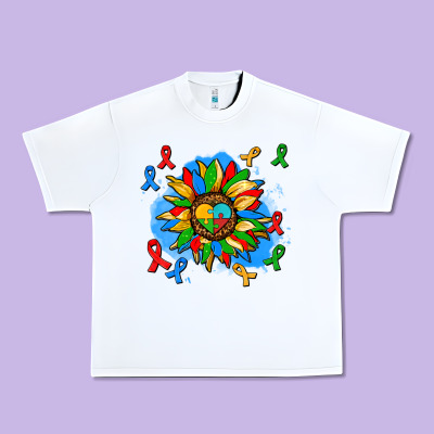 Autism Sunflower Ribbon Urban Heavy Tee Designed By Adodesignshop