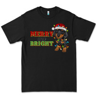 Black merry and bright dachshund Premium Tee - RanaPortraitStore