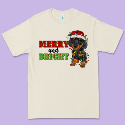 Merry And Bright Dachshund Premium Tee Designed By Ranaportraitstore