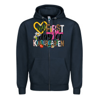 Navy my first day of kindergarten Zipper Hoodie - NancyCooperArtShop