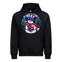 Black Patriotic snowman ornament 4th of july Urban Hoodie - HowdyJamesFarm