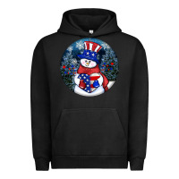 Pigment Black Patriotic snowman ornament 4th of july Urban Hoodie - HowdyJamesFarm