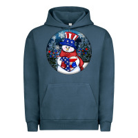 Pigment Midnight Navy Patriotic snowman ornament 4th of july Urban Hoodie - HowdyJamesFarm