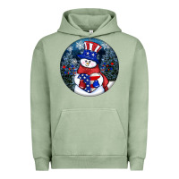 Pigment Oil Green Patriotic snowman ornament 4th of july Urban Hoodie - HowdyJamesFarm