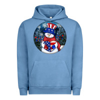 Pigment Pebble Blue Patriotic snowman ornament 4th of july Urban Hoodie - HowdyJamesFarm