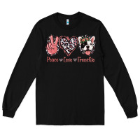 Black Peace Love French Bulldog Long Sleeve Tee - Jasminsmagicworld