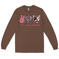 Chestnut Peace Love French Bulldog Long Sleeve Tee - Jasminsmagicworld