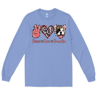 Colony Blue Peace Love French Bulldog Long Sleeve Tee - Jasminsmagicworld