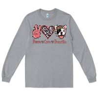 Heather Grey Peace Love French Bulldog Long Sleeve Tee - Jasminsmagicworld