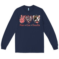 Navy Peace Love French Bulldog Long Sleeve Tee - Jasminsmagicworld