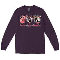 Plum Peace Love French Bulldog Long Sleeve Tee - Jasminsmagicworld