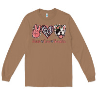 Toasted Coconut Peace Love French Bulldog Long Sleeve Tee - Jasminsmagicworld