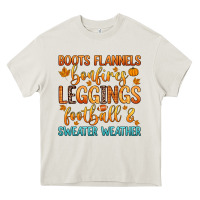 Boots Flannels Bonfires Leggins Football Heavy Core Tee | Teevron