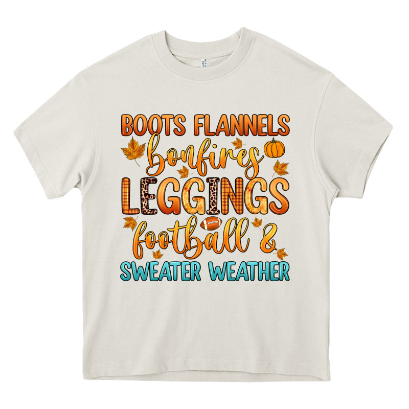 Boots Flannels Bonfires Leggins Football Heavy Core Tee by Zillion Design Studio | Teevron