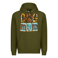 Army Green Dog Mom with Paw Premium Hoodie - texasbilliewilder