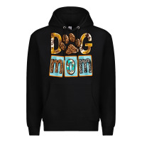 Black Dog Mom with Paw Premium Hoodie - texasbilliewilder