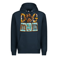 Navy Dog Mom with Paw Premium Hoodie - texasbilliewilder