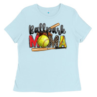 Baby Blue ballpark mama softball Ladies Tee - Zillion Design Studio