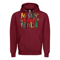 Burgundy merry christmas y'all Zipper Hoodie - MaliasSmallBusiness