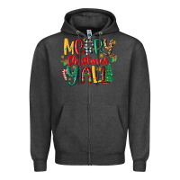 Charcoal Heather merry christmas y'all Zipper Hoodie - MaliasSmallBusiness