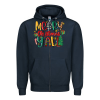 Navy merry christmas y'all Zipper Hoodie - MaliasSmallBusiness