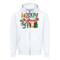 White merry christmas y'all Zipper Hoodie - MaliasSmallBusiness