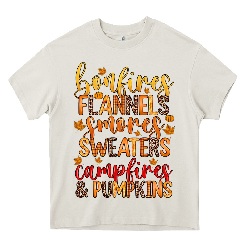 Bonfires Flannels S'mores Campfires And Pumpkins Heavy Core Tee by Zillion Design Studio | Teevron