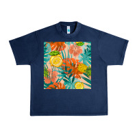 Navy pineapple and lemon seamless pattern Urban Heavy Tee - BundleAndBundleShop