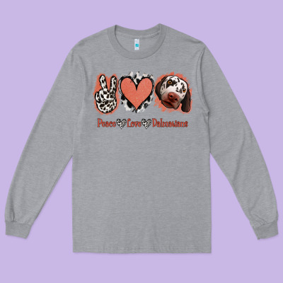 Peace Love Dalmatians Long Sleeve Tee Designed By Jasminsmagicworld