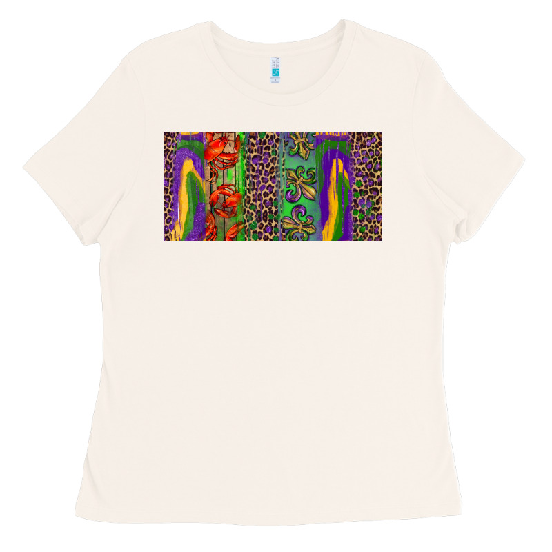 Mardi Gras Brushstrokes Crawfish Fleur De Lis Ladies Tee by RanaPortraitStore | Teevron