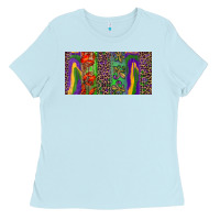 Baby Blue Mardi gras brushstrokes crawfish fleur de lis Ladies Tee - RanaPortraitStore