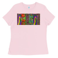 Bubblegum Pink Mardi gras brushstrokes crawfish fleur de lis Ladies Tee - RanaPortraitStore