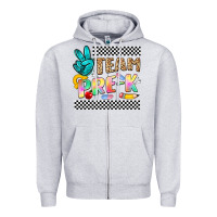 Heather Grey team pre k Zipper Hoodie - NancyCooperArtShop