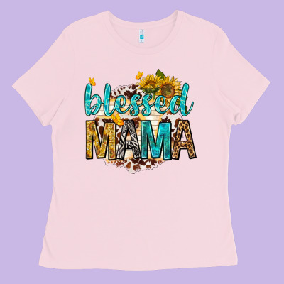 Ladies Tee blessed mama with sunflowers