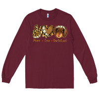 Burgundy Peace Love Dachshund Long Sleeve Tee - Jasminsmagicworld