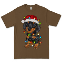 Cacao dachshund puppy christmas lights Premium Tee - RanaPortraitStore