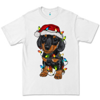 White dachshund puppy christmas lights Premium Tee - RanaPortraitStore