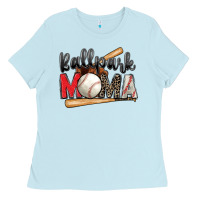 Baby Blue ballpark mama baseball Ladies Tee - Zillion Design Studio
