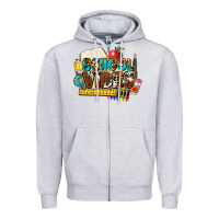 Heather Grey school vibes Zipper Hoodie - NancyCooperArtShop
