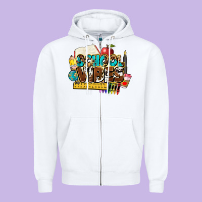 School Vibes Zipper Hoodie Designed By Nancycooperartshop