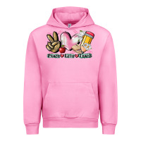 Fuchsia Pink Peace love teach Urban Hoodie - CowGirlArtShop