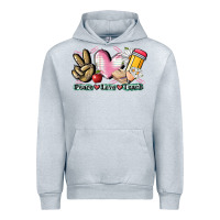 Heather Grey Peace love teach Urban Hoodie - CowGirlArtShop
