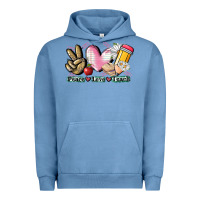 Pigment Pebble Blue Peace love teach Urban Hoodie - CowGirlArtShop
